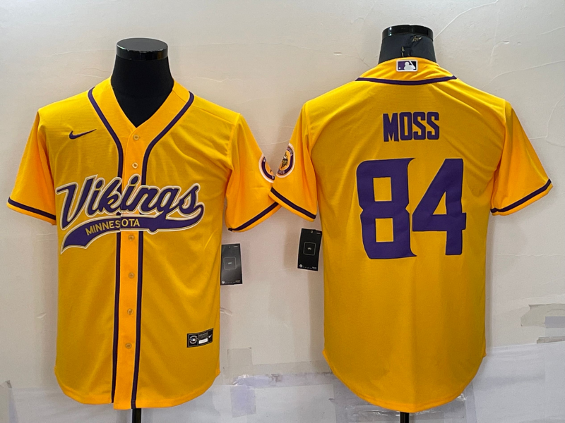 Men's Minnesota Vikings Randy Moss #84 Yellow Jersey Joint Edition